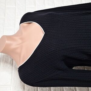 Lauren RALPH LAUREN Black and White Preppy V Neck 3/4 Sleeve Sweater